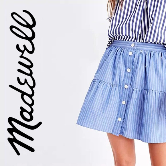 Madewell Striped Button-Front Bistro Mini Skirt - Picture 11 of 11